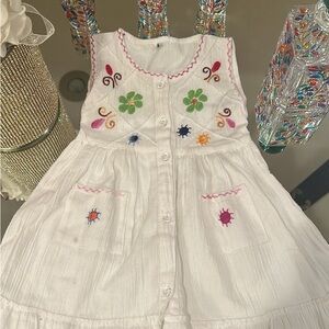 Embroidered White Kids Dress